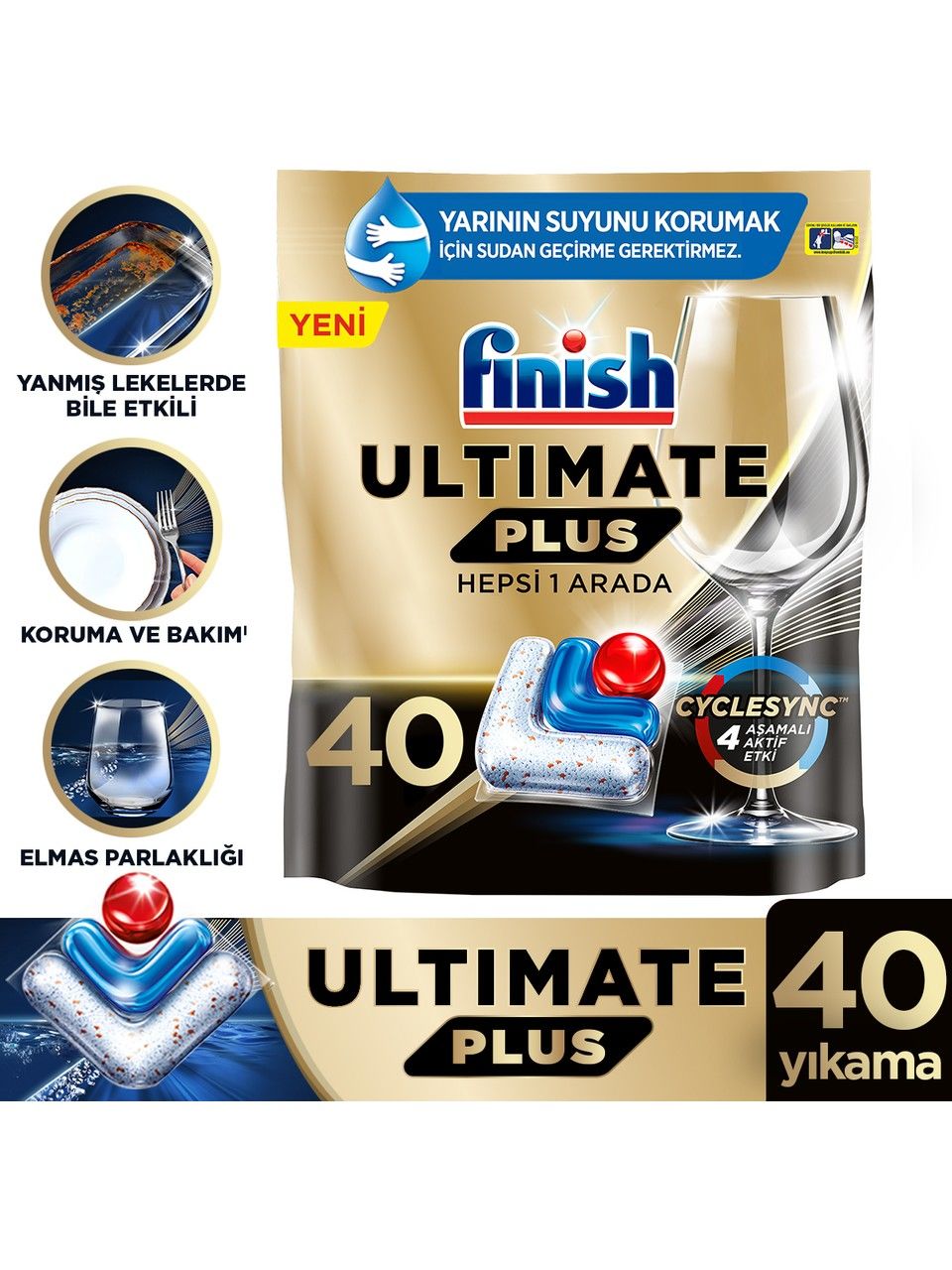 Finish Ultimate Plus 40 Kapsül Bulaşık Makinesi Deterjanı Tableti