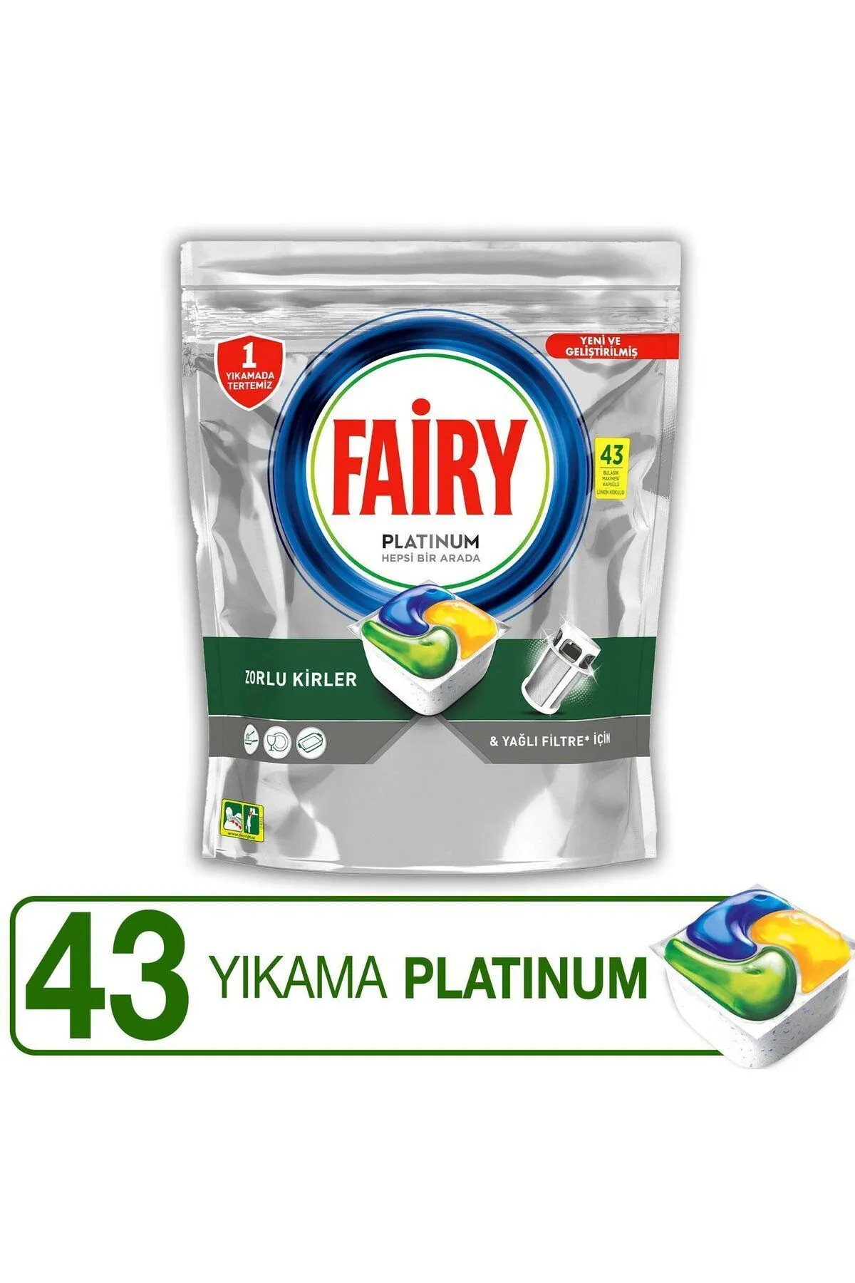 Fairy Platinum 43'lü Limon Kokulu Bulaşık Deterjanı Kapsül