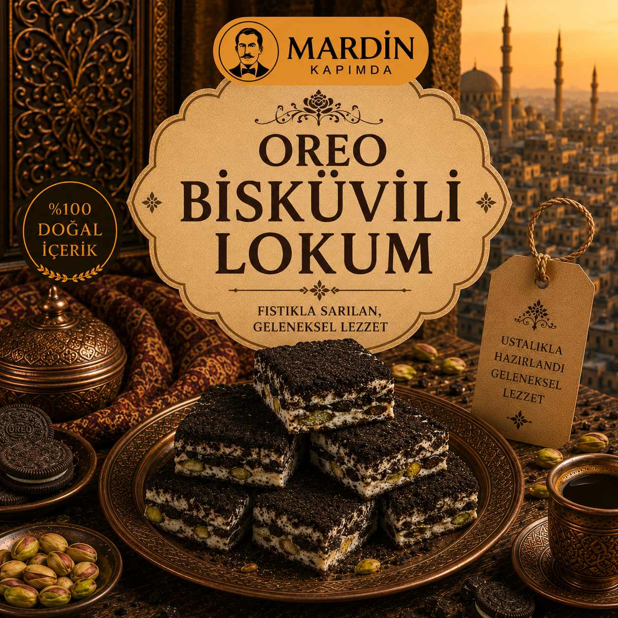 Oreo Bisküvili Çikolatalı Katmer Lokum 500 Gr