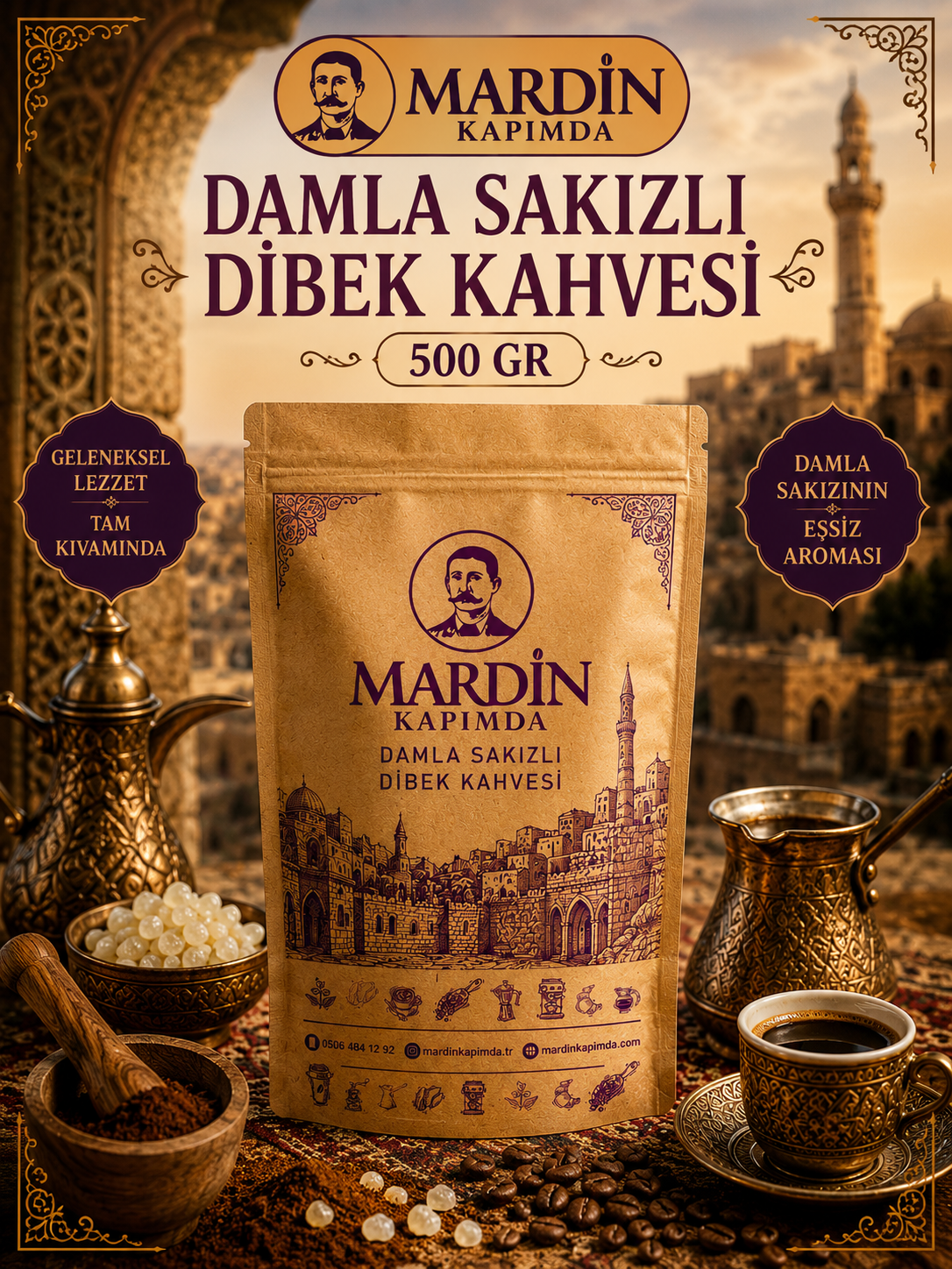 Damla Sakızlı Dibek Kahvesi 500 Gr